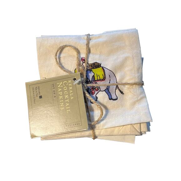 Cocktail Napkins Cloth Hand Crafted Kerala 100% Cotton‎ Indigenous Livestock - Picture 1 of 4